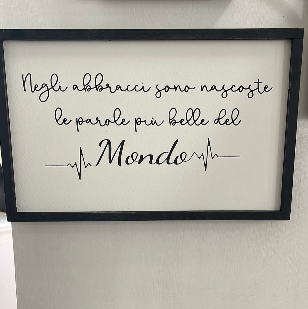 Targa legno con cornice da appendere