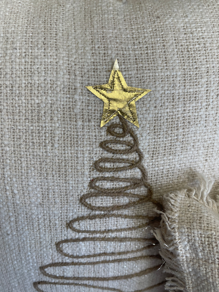 Cuscino in cotone canapato con scritta ricamata completo