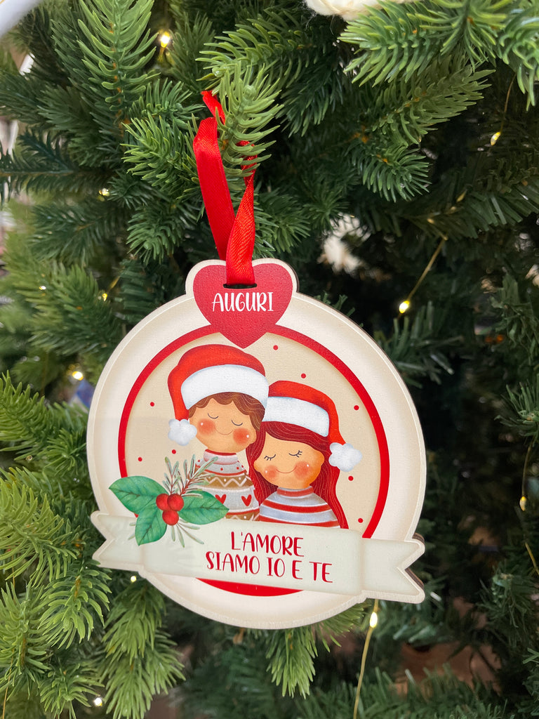 Palla di Natale legno con dediche e soggetti vari