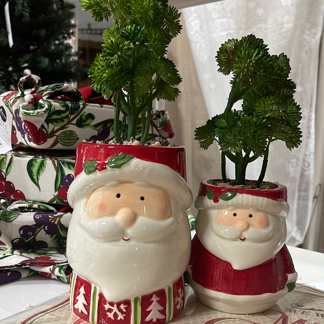 Babbo Natale ceramica con pianta h25