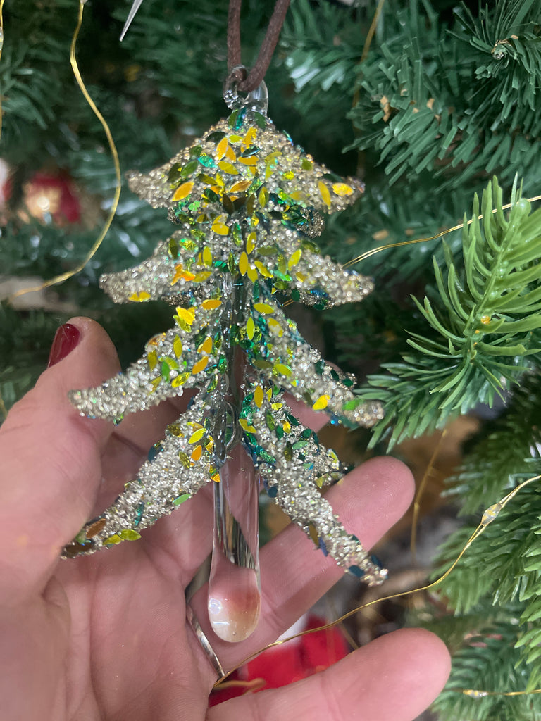 Decorazione natalizia vetrina forma di albero frosted