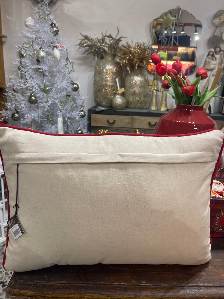 Cuscino con paillettes e decoro natalizio
