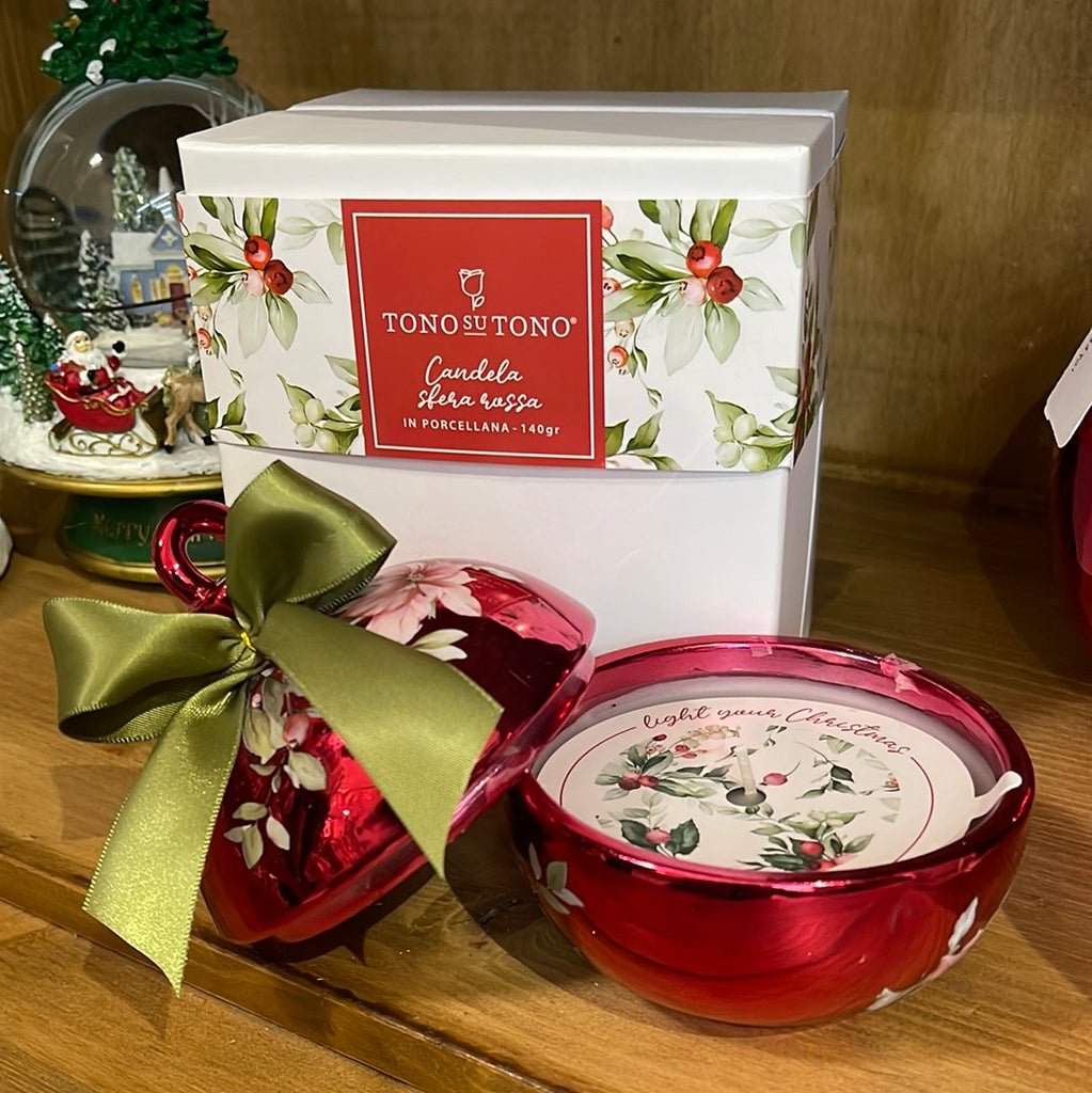 Candela sfera porcellana rossa