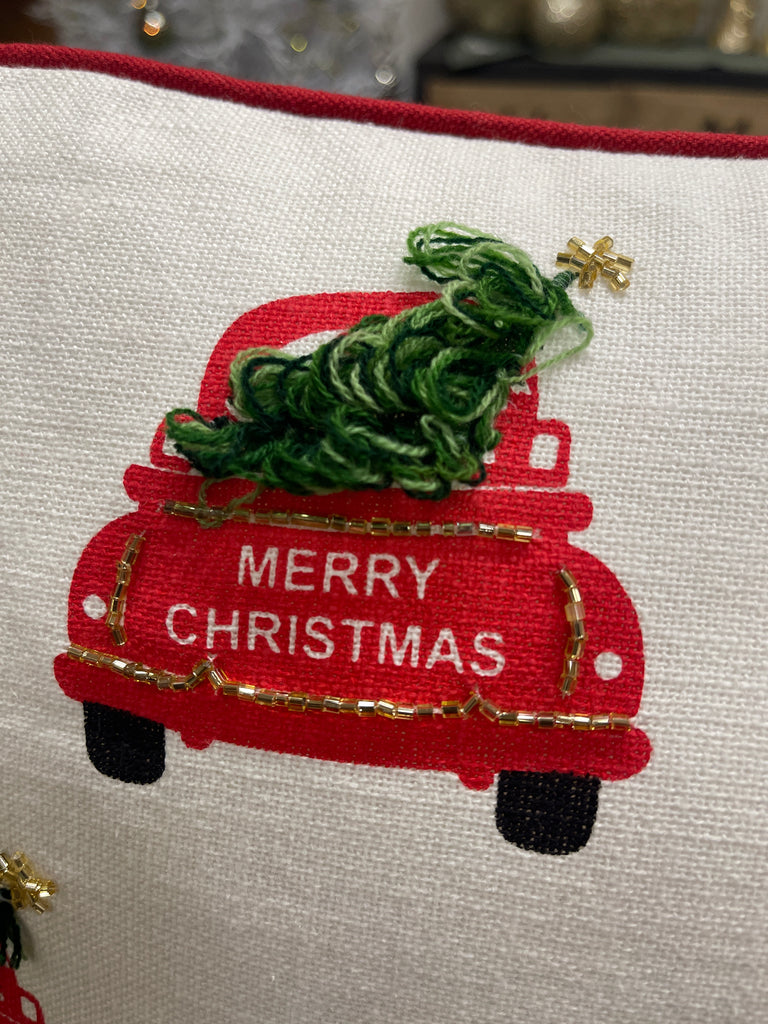 Cuscino rettangolare cotone con macchina e albero