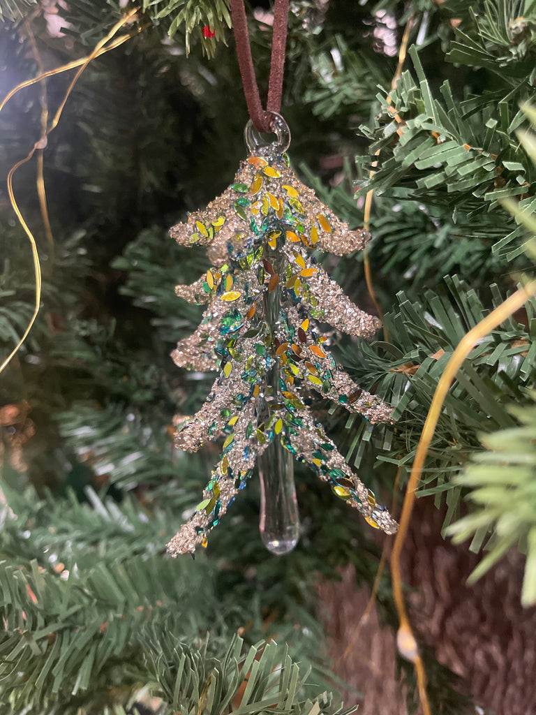 Decorazione natalizia vetrina forma di albero frosted