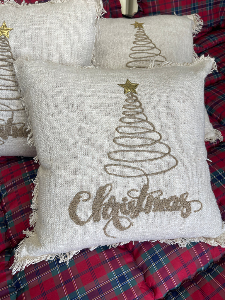 Cuscino in cotone canapato con scritta ricamata completo