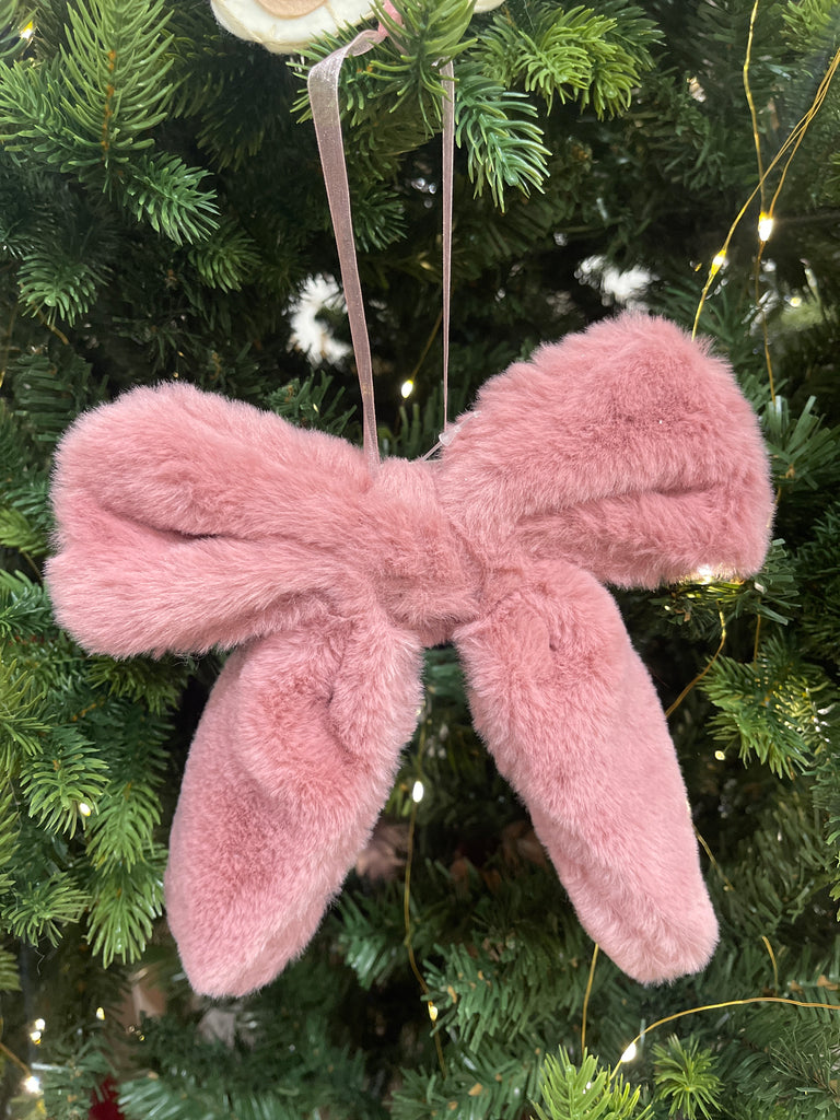 Fiocco decorativo pelliccia in due varianti di rosa