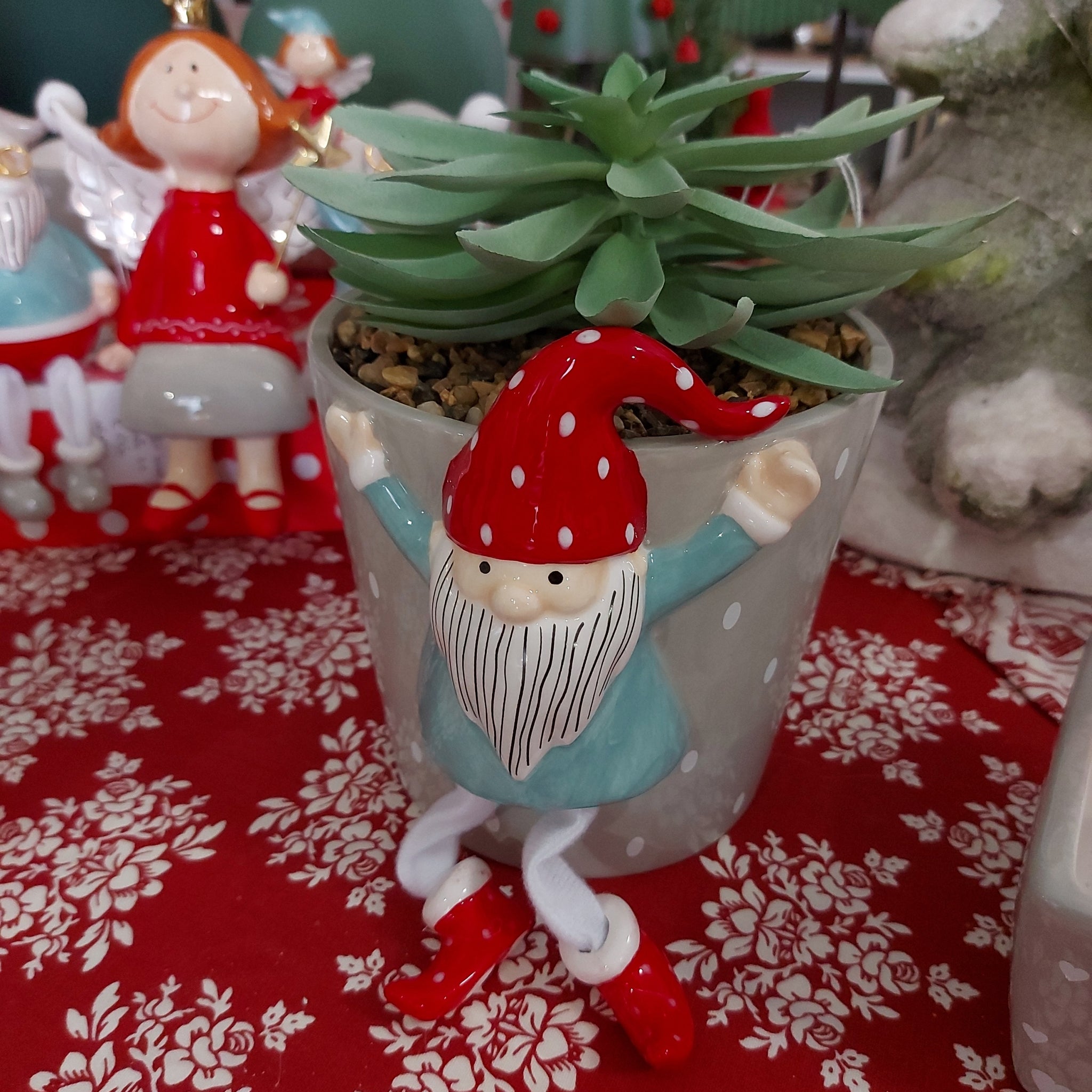 Vaso con pianta Babbo Natale