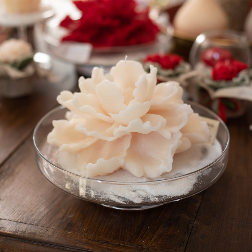 Alzata h.80 con dalia grande avorio