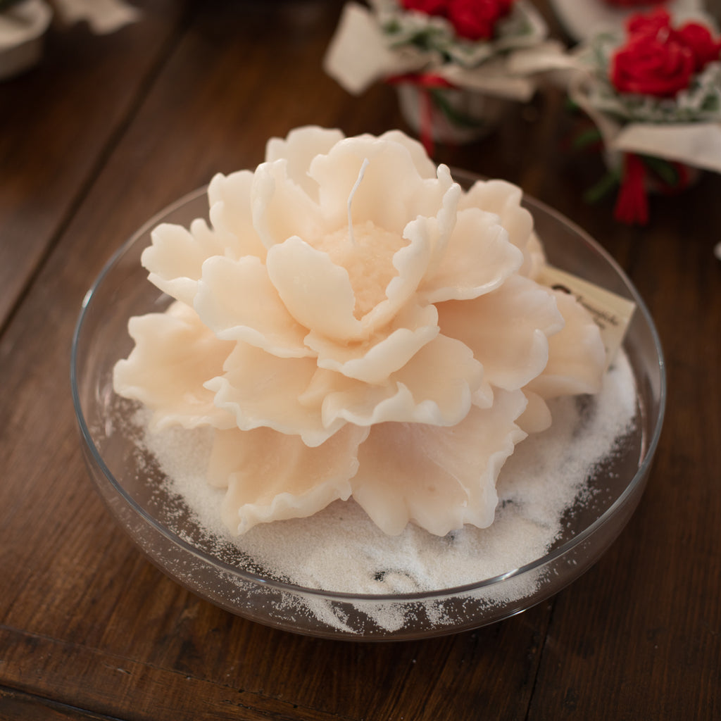 Alzata h.80 con dalia grande avorio