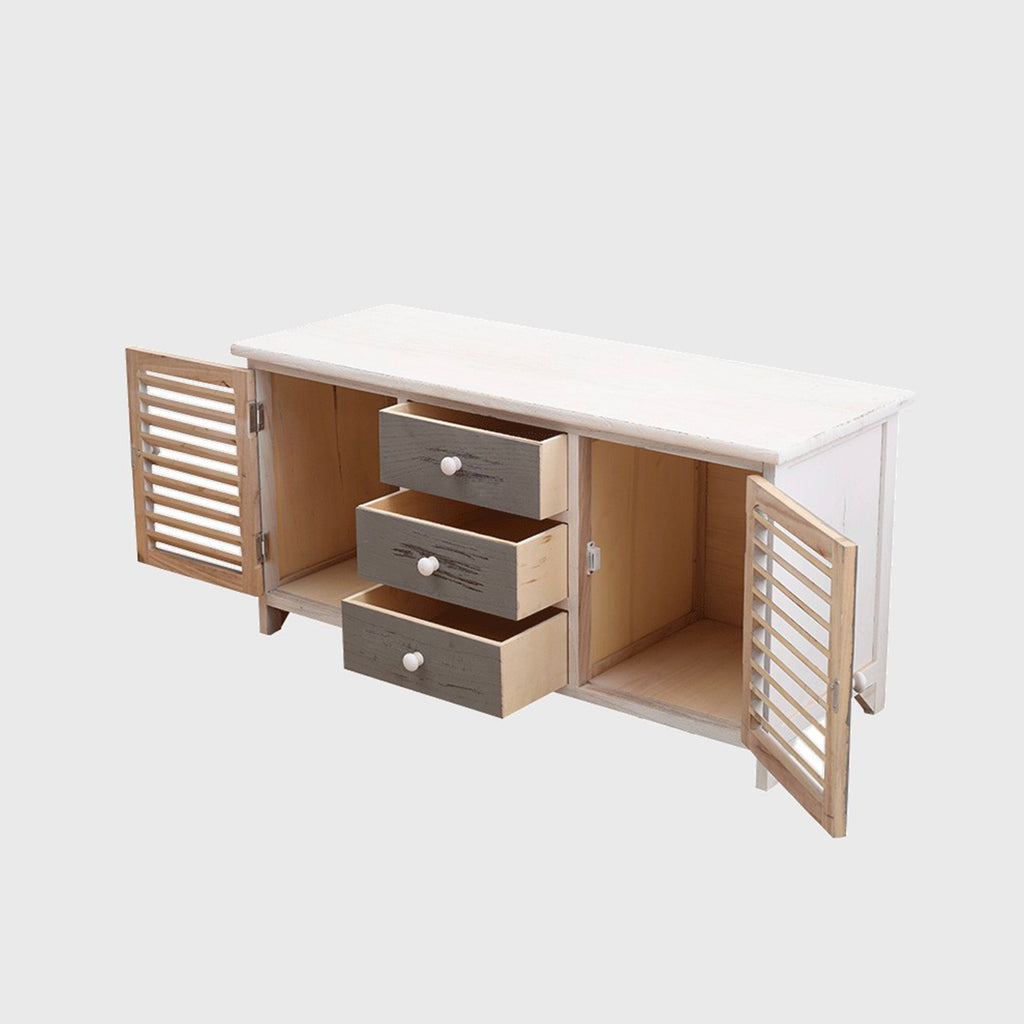 Panca credenza 3 cassetti 2 ante Bianco e Grigio – Gioia Home