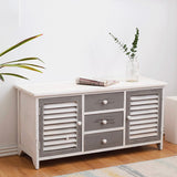 Panca credenza 3 cassetti 2 ante Bianco e Grigio