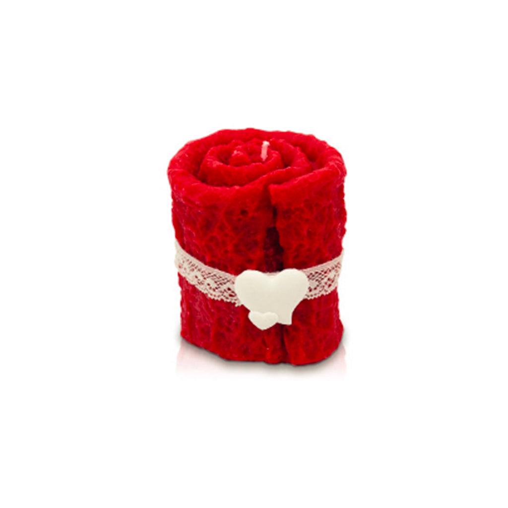 Candela vert.deco rosso + base gesso