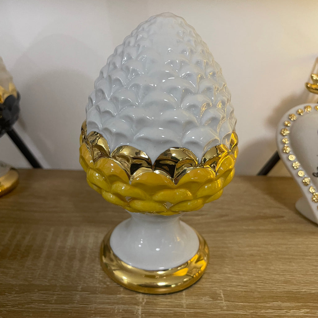 Pigna dipinta a mano profilo oro